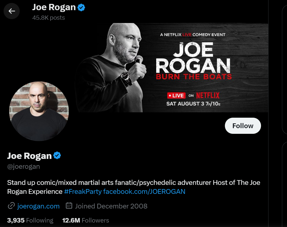 Follow Joe Rogan on Twitter